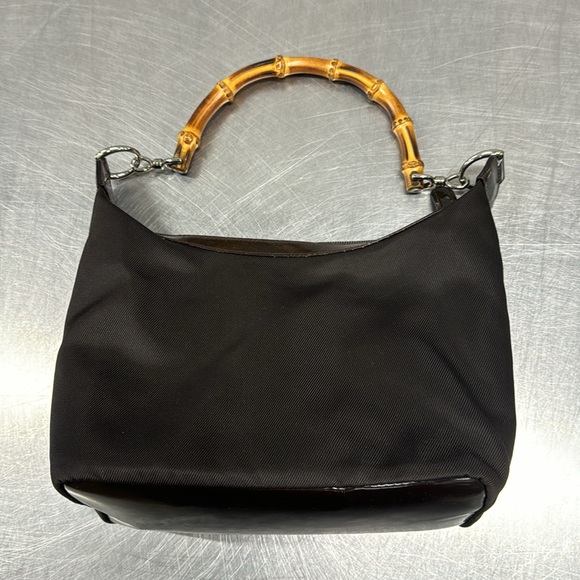 GUCCI Bamboo Shoulder Chocolate Brown Nylon Bag - Picture 5 of 6